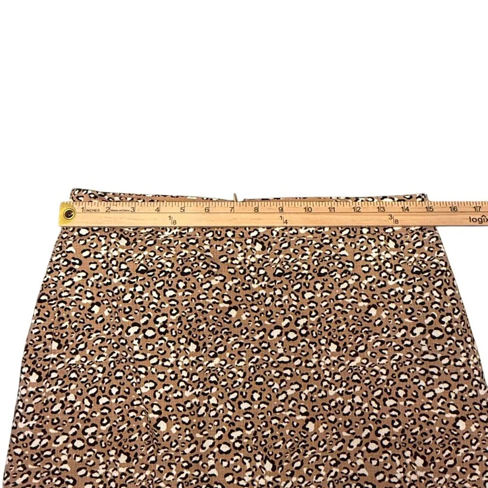 J.Crew Leopard‎ Print Pencil Skirt Womens Size 2 Cotton Blend Beige & Black